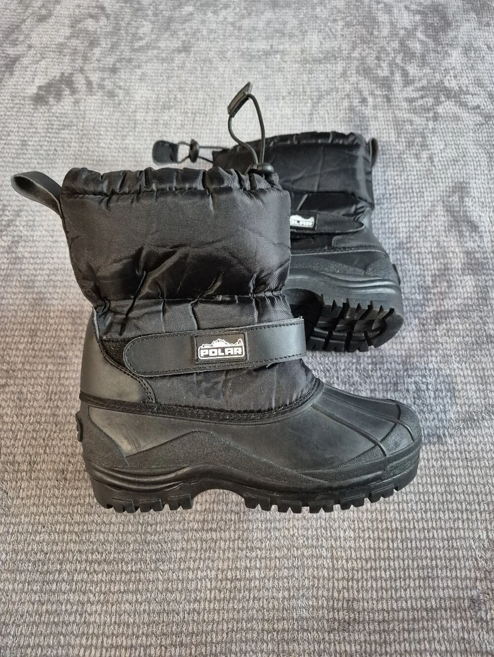 Polar Duck Boots Snow Lined Black Bungee Drawstring 36(US 5.5-6) Water Resistant